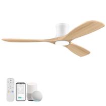 Ventilador de teto Livory 52" Wood Flush Mount Light WiFi Alexa