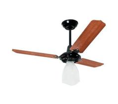Ventilador de Teto Lumi Loren Sid Preto Pás Mogno M3