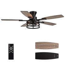 Ventilador de teto LuminFan 46" Black Caged Light Remote