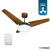Ventilador de Teto Lustre Borda Infinita Pás de Madeira LED Branco 6500K Beltempo Mira Ventilador de Teto Lustre Borda Infinita Pás de Madeira LED Branco 6500K Beltempo Mira