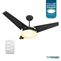 Ventilador de Teto Lustre Borda Infinita Pás MDF LED Amarelado 3000K Beltempo Mira Ventilador de Teto Lustre Borda Infinita Pás MDF LED Amarelado 3000K Beltempo Mira