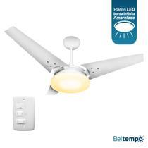 Ventilador de Teto Lustre Borda Infinita Pás MDF LED Amarelado 3000K Beltempo Mira Ventilador de Teto Lustre Borda Infinita Pás MDF LED Amarelado 3000K Beltempo Mira