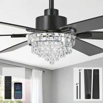 Ventilador de Teto Lustre Fanyamei 52 polegadas com Luz e Controle Remoto Preto