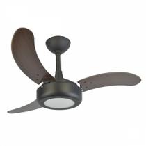 Ventilador de Teto Lux 2008 Led 3000 k 18w Preto Infinity 3 Pás Mdf Tabaco