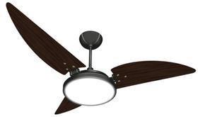 Ventilador de Teto Maragogi LED 6500K Preto Com 3 Pás Tabaco de MDF 110 V - Ventex