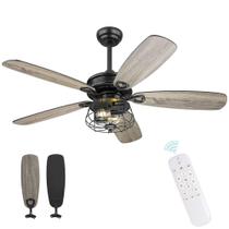 Ventilador de teto Melkelen MK03-BK 132cm, controle remoto de madeira rústica Ventilador de teto Melkelen MK03-BK 132cm, controle remoto de madeira rústica