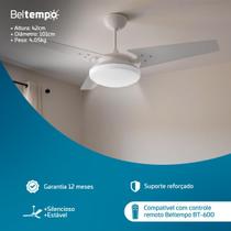 Ventilador de Teto Mira Beltempo LED Borda Infinita 6500K Silencioso Super Potente Econômico Compatível com Controle Remoto BT600