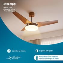 Ventilador de Teto Mira Beltempo Pás Madeira Nobre Imbuia Design Sofisticado LED 3000K Borda Infinita Turbo Silencioso Compatível com controle BT600 Ventilador de Teto Mira Beltempo Pás Madeira Nobre Imbuia Design Sofisticado LED 3000K Borda Infinita Turbo Silencioso Compatível com controle BT600
