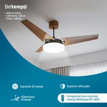 Ventilador de Teto Mira Beltempo Pás Madeira Nobre Imbuia Design Sofisticado LED 6500K Borda Infinita Turbo Silencioso Compatível com controle BT600 Ventilador de Teto Mira Beltempo Pás Madeira Nobre Imbuia Design Sofisticado LED 6500K Borda Infinita Turbo Silencioso Compatível com controle BT600