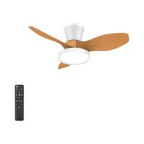 Ventilador De Teto Moderno Com Acabamento Em Madeira, Controle Remoto, Luz Regulável, Motor DC