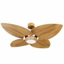 Ventilador de Teto Natuvent Dahlia Led 4 Pás Madeira Teca