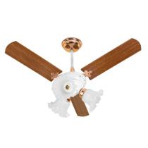 Ventilador De Teto New Zeta 3 Pás Mogno Branco/Cobre 110V