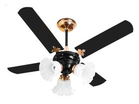 Ventilador De Teto New Zeta 4 Pás de MDF Preto/Cobre 220v+Controle
