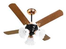 Ventilador De Teto New Zeta 4 Pás Mg de MDF Preto/Cobre 220v+Controle