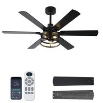 Ventilador de teto NKPU SY28 132 cm preto com luz e controle remoto, 6 velocidades Ventilador de teto NKPU SY28 132 cm preto com luz e controle remoto, 6 velocidades