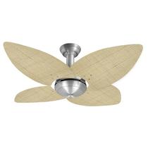 Ventilador de Teto Office Jet Aspen Venti-Delta Prata 4Pás Rattan Natural 110V+Controle