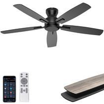 Ventilador de teto Ohniyou 132 cm de perfil baixo com controle remoto e por aplicativo Ventilador de teto Ohniyou 132 cm de perfil baixo com controle remoto e por aplicativo