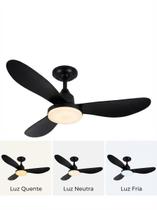 Ventilador de Teto Plafon Aires Preto com Pás 25W LED Multicolor Dimerizável Ultra Silencioso, 6 Velocidades, Controle Remoto para Salas, Quartos e Ventilador de Teto Plafon Aires Preto com Pás 25W LED Multicolor Dimerizável Ultra Silencioso, 6 Velocidades, Controle Remoto para Salas, Quartos e