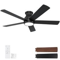 Ventilador de teto POCHFAN 132cm com luz LED preta Motor DC remoto