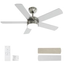 Ventilador de teto POCHFAN 42", níquel escovado, LED, 6 velocidades Ventilador de teto POCHFAN 42", níquel escovado, LED, 6 velocidades
