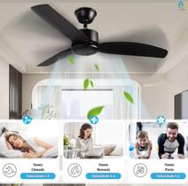 Ventilador de Teto Preto 42” 3 Pás 6 Velocidades Silencioso, Potente e Econômico Bivolt