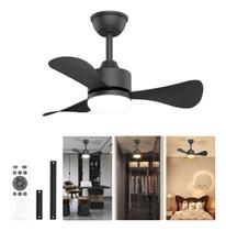 Ventilador De Teto Preto Moderno com Luz Led e Controle, Silencioso, Motor Dc Reversível, 3 Temperaturas De Cor, 6 Velocidades Ventilador De Teto Preto Moderno com Luz Led e Controle, Silencioso, Motor Dc Reversível, 3 Temperaturas De Cor, 6 Velocidades