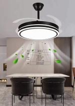 Ventilador de Teto Preto Retrátil Com Luz LED 96W Silencioso, Controla, 6 Velocidades, Bivolt
