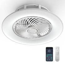 Ventilador de teto PrimeMall Bladeless com luz de 22 cm com controle remoto