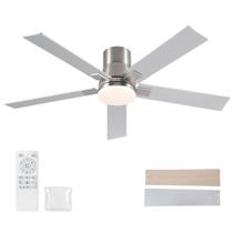 Ventilador de teto Rayqueen 132cm LED Light Remote Brushed Nickel
