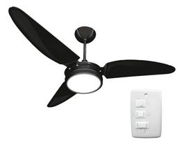 Ventilador De Teto Resistente A Maresia Pás De Policarbonato Preto/Preto Led 6500k Maris Beltempo