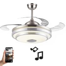 Ventilador de teto retrátil Bivolt com som e Bluetooth.