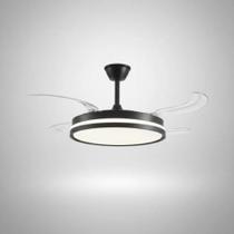 Ventilador de Teto Retrátil Compacto Preto LED 60W Bivolt com Controle Remoto Ventilador de Teto Retrátil Compacto Preto LED 60W Bivolt com Controle Remoto