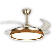 Ventilador de Teto Retrátil Ébano Dourado Madeira 78W LED Multicolor Silencioso Disoma, Controle Remoto, Timer, Certificado pelo INMETRO.