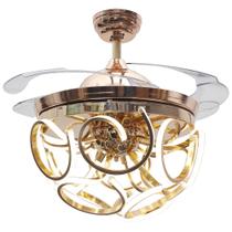Ventilador de teto retrátil luxuoso led gold com controle Ventilador de teto retrátil luxuoso led gold com controle