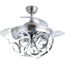 Ventilador de teto retrátil luxuoso led prata com controle Ventilador de teto retrátil luxuoso led prata com controle