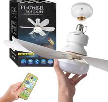 Ventilador De Teto Rosqueado com Lâmpada Led Encaixe Soquete E27 Estrutura 6 Pás Potência 40w Silencioso Bivolt Controle Remoto Fácil Instalação