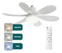Ventilador de Teto Silencioso 6 Pás Com Lâmpada Led Timer e Controle Remoto