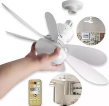 Ventilador de Teto Silencioso de 3 Modos + Lâmpada Super Led Para Bocal