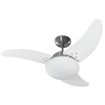 Ventilador de Teto Silencioso Tron Solano 3 Pás MDF Cor Branco Aço Escovad Com Lustre 130W Potente e Duradouro 127v Ventilador de Teto Silencioso Tron Solano 3 Pás MDF Cor Branco Aço Escovad Com Lustre 130W Potente e Duradouro 127v