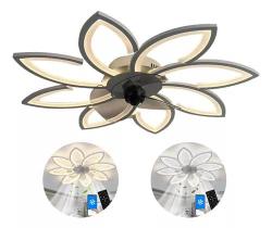 Ventilador De Teto Soquete De Luz Com Luzes LED e Controle Remoto Regulável 3000K-6000K 110/220V