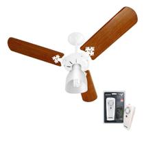 Ventilador de Teto Super Delta Branco 3 Pás Mogno 110v Com Controle Remoto Protection ( Motor 21cm )