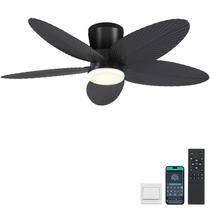 Ventilador de teto Surtime 6669 Black 42" Palm Leaf Light 90-220V