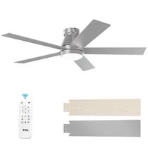 Ventilador de teto TCL 52" Silver Flush Mount 5-Blade DC 6 Velocidades