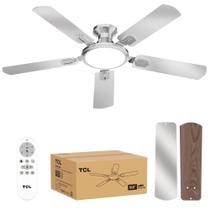 Ventilador de teto TCL 52" Silver Slim Flush Mount LED 3CCT