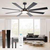 Ventilador de teto TCL 72" com 8 pás, luz LED e controle remoto, preto