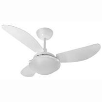 Ventilador De Teto Tron Branco Com Lustre Ambar 3 Pás Brancas Casa Apartamento Residencial 127v/110v