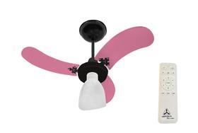 Ventilador de Teto Venti-Delta Baby Inverter Preto 3 Pás Rosa Bivolt