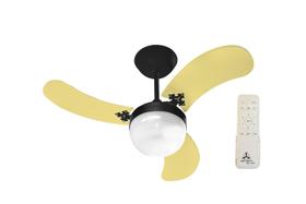 Ventilador de Teto Venti-Delta Inverter Preto Ultra Colors Amarelo Bivolt + Controle
