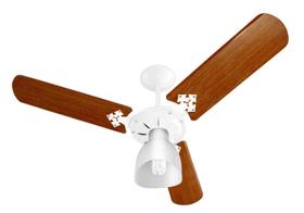 Ventilador de Teto Venti-Delta New Delta Light com 3 Pás Branco/Mogno Ventilador de Teto Venti-Delta New Delta Light com 3 Pás Branco/Mogno