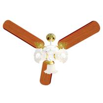 Ventilador De Teto Venti-Delta New Zeta 3 Pás Mogno Branco/Dourado 220V